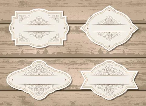 Vector set of labels with frames and decorative elements. Stock Illustration