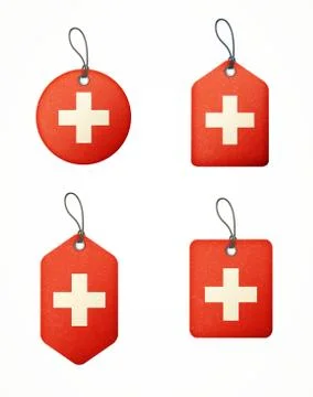 Vector set of labels with swiss flag Illustrazione stock