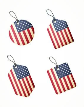 Vector set of labels with united states of america flag Illustrazione stock