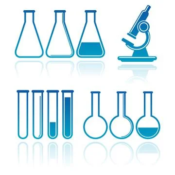 Vector set of laboratory equipment icons. science concept Stock Illustration