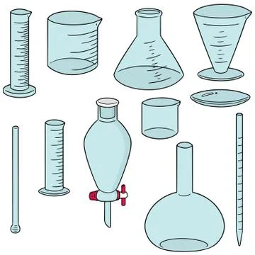Vector set of laboratory glassware Stock Illustration