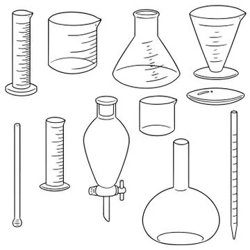 Vector set of laboratory glassware Stock Illustration