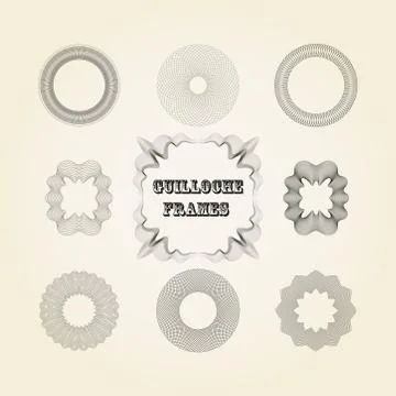 Vector set of lace graceful guilloche frames for design Stock Illustration