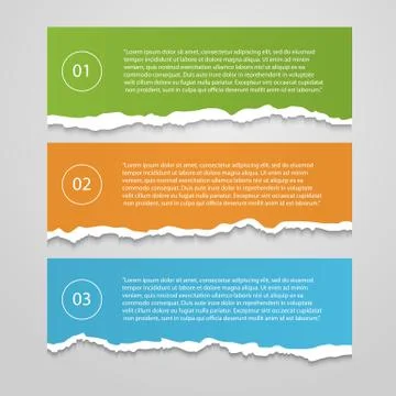 Vector Set  of lacerated color sheets with numbers,infographic Stock Illustration