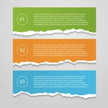 Vector Set of lacerated color sheets with numbers,infographic Vector Set o... 写真素材