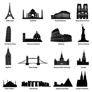 Vector set of landmark icons Stock Illustration