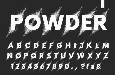 Vector set of latin alphabet, explosion of powder or paint in a diagonal dire 库存插图