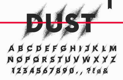 Vector set of latin alphabet, letters and numbers with the effect of destruct Stock Illustration