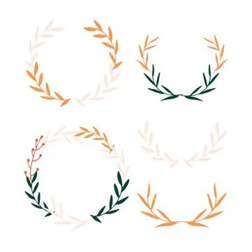 Vector set of leaf frames. Decorative leaf elements Stock Illustration