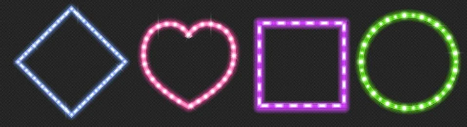 Vector set of led strips different shapes Illustrazione stock