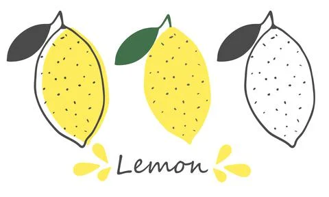 Vector set lemon. Hand-drawn design. Fruits on white background Stock Illustration