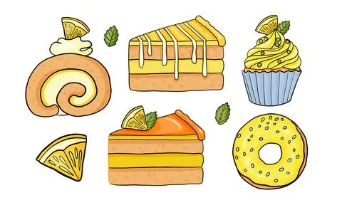 Vector set lemon sweets icons. Stock Illustration