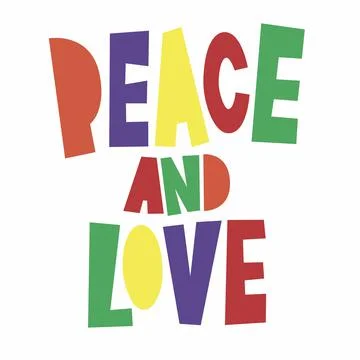 Vector set of lettering. Peace and love. Stock Illustration