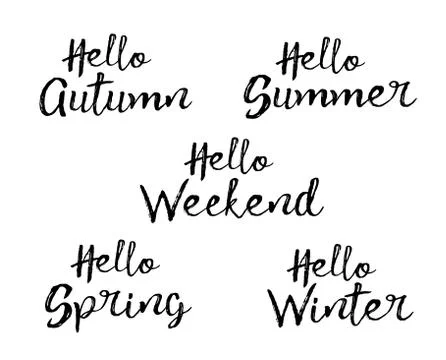 Vector set of lettering phrase. Hand drawn seasons inspiration quotes. Ilustração Stock