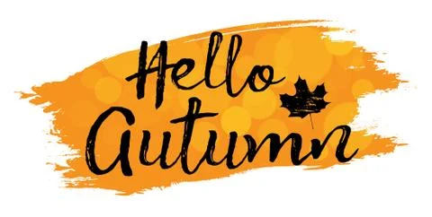 Vector set of lettering phrase. Hand drawn Hello Autumn seasons inspiration q 库存插图