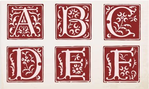 Vector set of letters in the old vintage style. Part 1 Stock Illustration