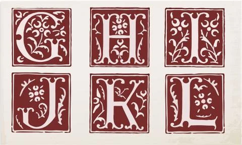 Vector set of letters in the old vintage style. Part 2. Stock Illustration