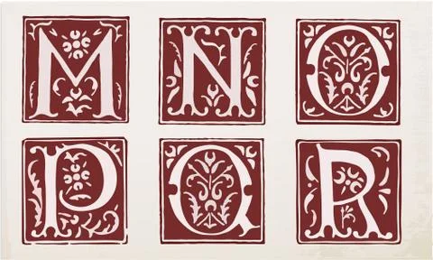 Vector set of letters in the old vintage style. Part 3. Stock Illustration