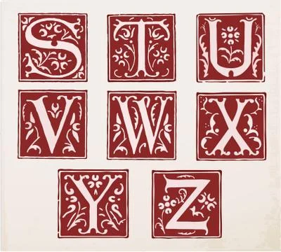 Vector set of letters in the old vintage style. Part 4. Stock Illustration