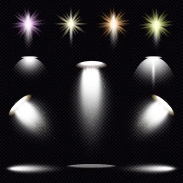 Vector set of light effect.  Transparent sunlight special lens flare light Stock Illustration