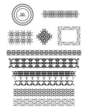 Vector set of line art frames Stock Illustration