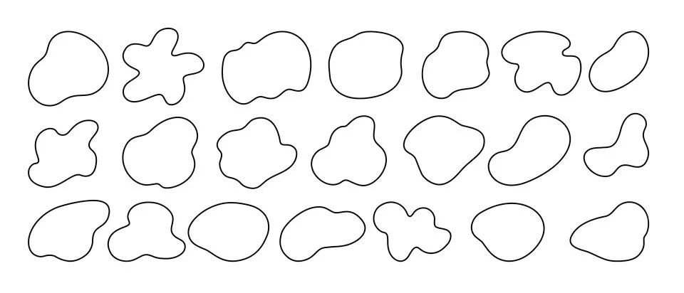 Vector set of line art liquid curve shapes イラスト素材
