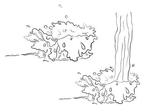Vector set line art splashes and flow Stock Illustration