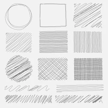 Vector set of line grunge brushes textures. Handmade Vector Illustration. Illustrazione stock