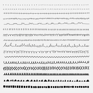 Vector set of line grunge hand drawn textures. Stock Illustration