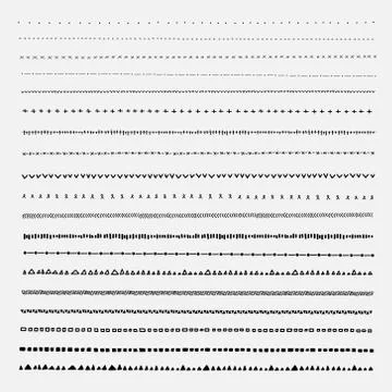 Vector set of line grunge hand drawn textures. Stock Illustration