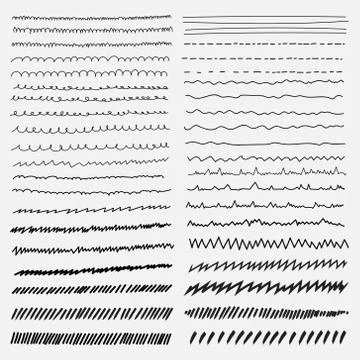 Vector set of line grunge hand drawn textures. Stock Illustration