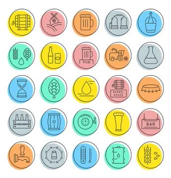Vector Set Line Icons Beer Stock Illustration