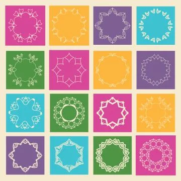 Vector set linear badges and mono line vintage frames Stock Illustration