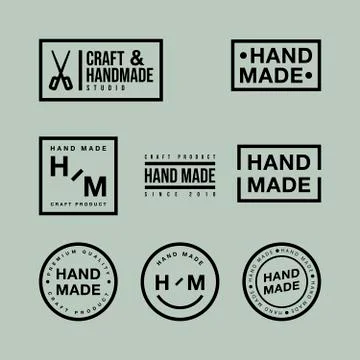 Vector set of linear badges and logo design elements for hand made in flat de Illustrazione stock