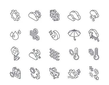 Vector Set of linear icons related to weather Stock Illustration