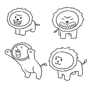 Vector set of lions Stock Illustration
