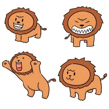 Vector set of lions Stock Illustration