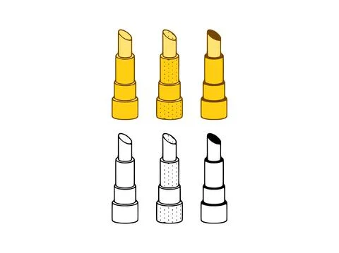 Vector set of lipsticks in doodle style on white background. Cosmetics hand d Stock Illustration