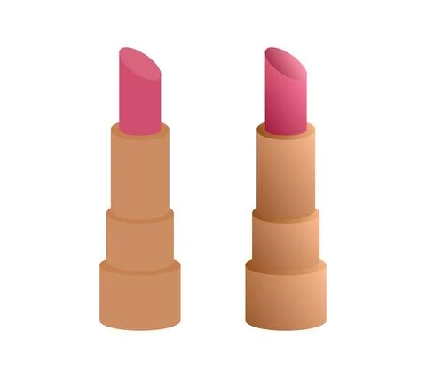 Vector set of lipsticks in gradient and flat styles. Cosmetics clip art. Stock Illustration