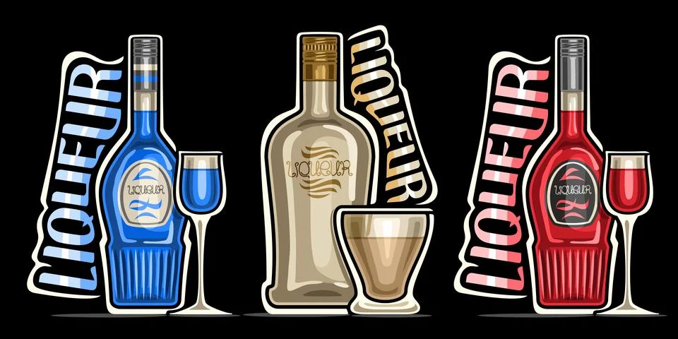 Vector set of Liqueurs Stock Illustration