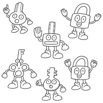 Vector set of lock and key Stock Illustration