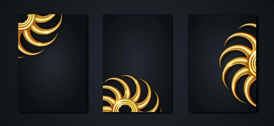 Vector set of logo design in A4 black templates, brochures, flyers design Stock Illustration