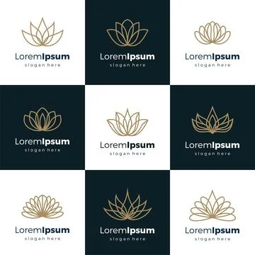 Vector set of logo design templates and emblems in trendy linear style in gol Stock Illustration