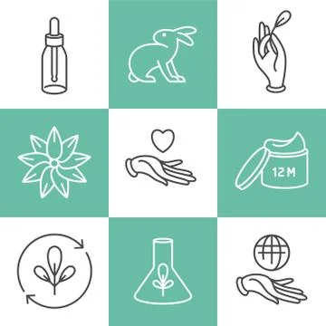 Vector set of logos, badges and icons for natural eco friendly handmade products Stock Illustration
