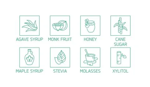 Vector set of logos, badges and icons for natural and organic products Stock Illustration