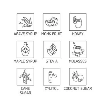 Vector set of logos, badges and icons for natural and organic products Illustrazione stock