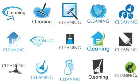 Vector set of logos for cleaning service Illustrazione stock