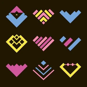 Vector set of logos, diamond, gemstone, crystal symbols Stock Illustration