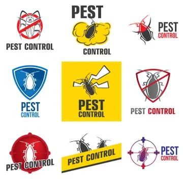 Vector set of logos for pest control company Stock Illustration