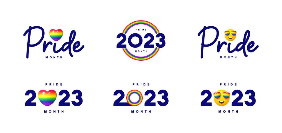 Vector set of logos for Pride Month 2023 Stock Illustration